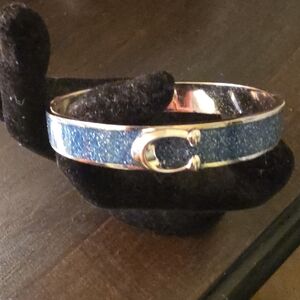 Coach Silver Bracelet with Glittering Blue Enamel